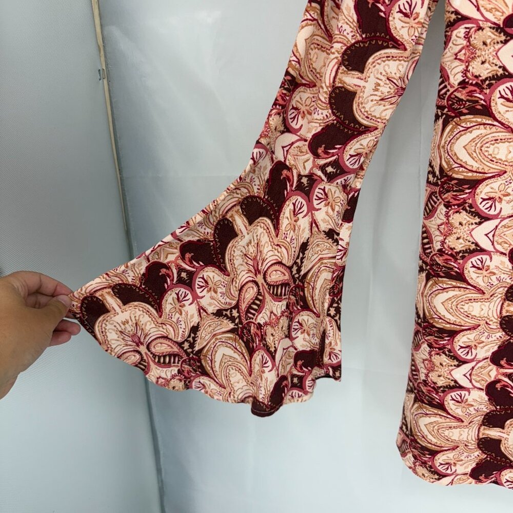 Free People Women 10 Ossie Vibes Tunic Dress Paisley Bell Sleeve Floral Mini - Picture 5 of 11